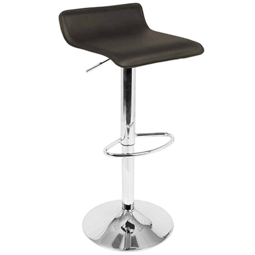 Set of 2 Brown Leather Metal Indoor Comfortable Bar Stools 34"