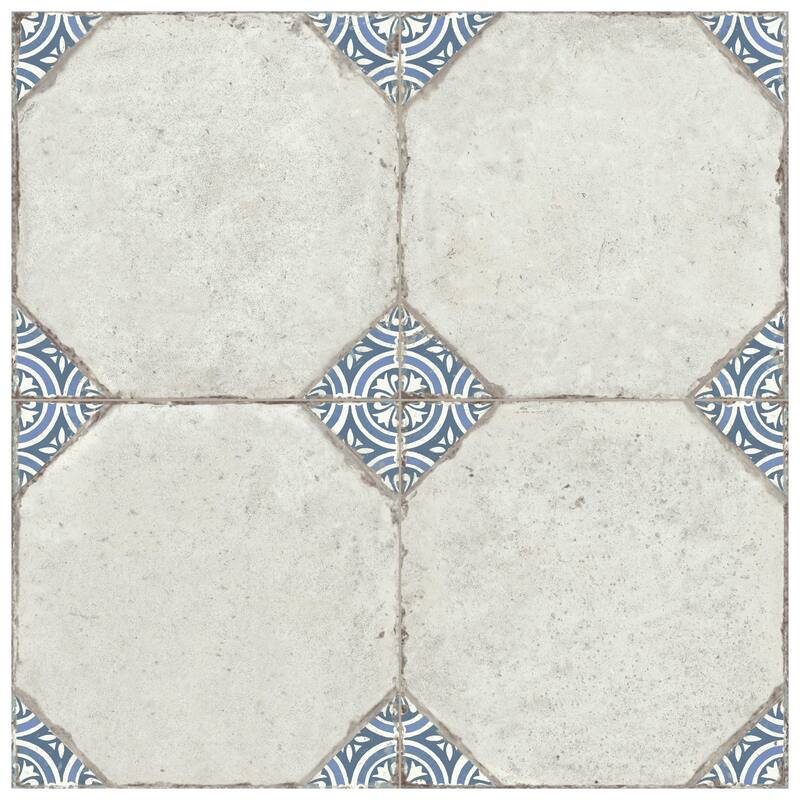 Merola Tile Kings Field Blue 17-3/4" x 17-3/4" Porcelain Floor and Wall Tile
