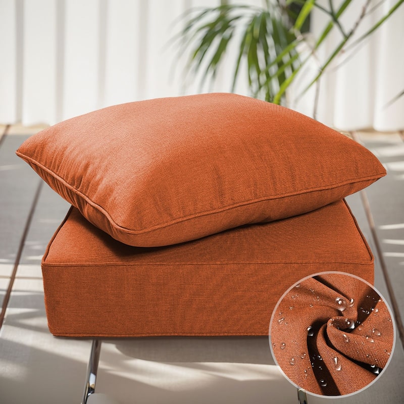 Gymojoy 24"x24"x6" Thick Cushions & Pillows Set - Deep Seat Indoor/Outdoor Water & Fade Resistant