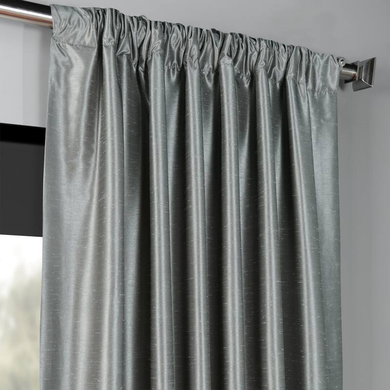 Exclusive Fabrics Blackout Textured Faux Dupioni Silk Curtains (1 Panel) - Luxurious Elegance and Superior Light Control