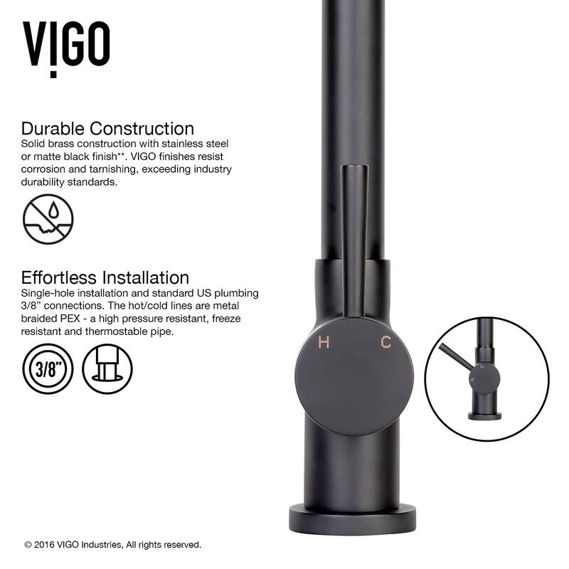 VIGO Gramercy 17" H Single Handle Pull-Down Spout Kitchen Faucet