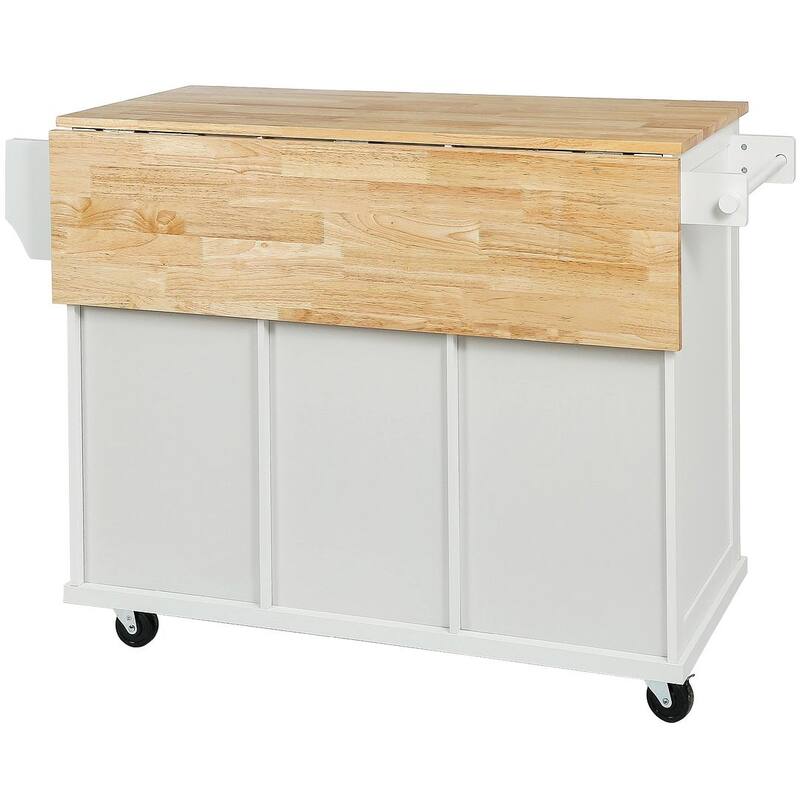 Kitchen Island Cart with Wheels Drop-Leaf, Storage Racks
