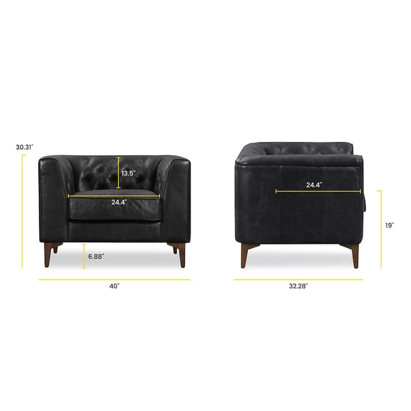 Poly & Bark Essex Lounge Chair (Set of 2) - Genuine Italian Leather