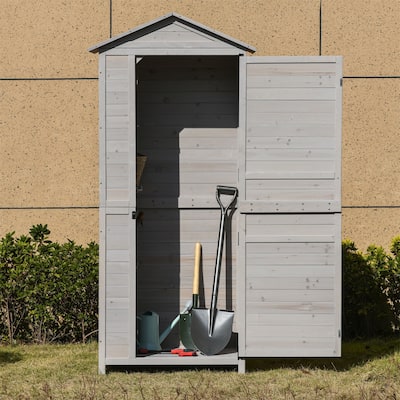 Outsunny 36" x 25" x 79" Wooden Storage Shed Cabinet