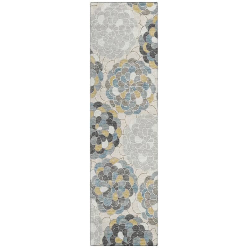 Machine Washable Indoor/ Outdoor Mosaic Cluster Chantille Rug