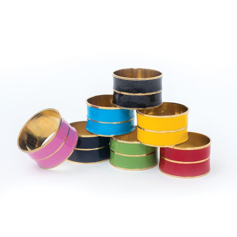Enamel Azure Napkin Ring Set of 6 - Set of 6