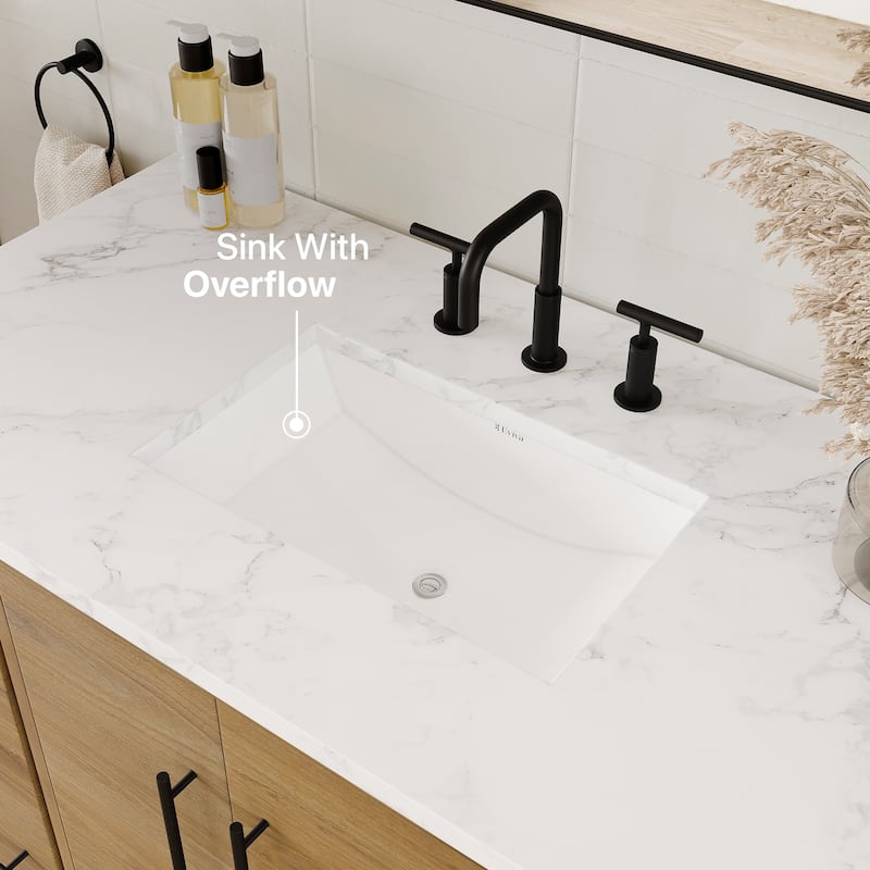 Graham 48"W Oak Bath Vanity with WH Arabescato Engineered Stone Top