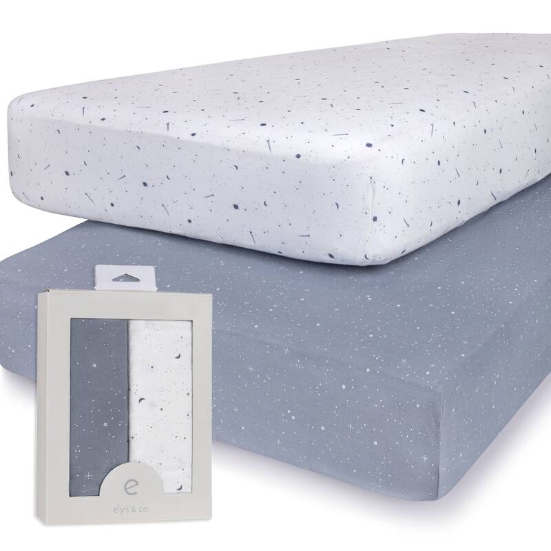 Ely's & Co. Baby Fitted Crib Sheet Set - 2 Pack - 28" x 52" - Blue Celestial