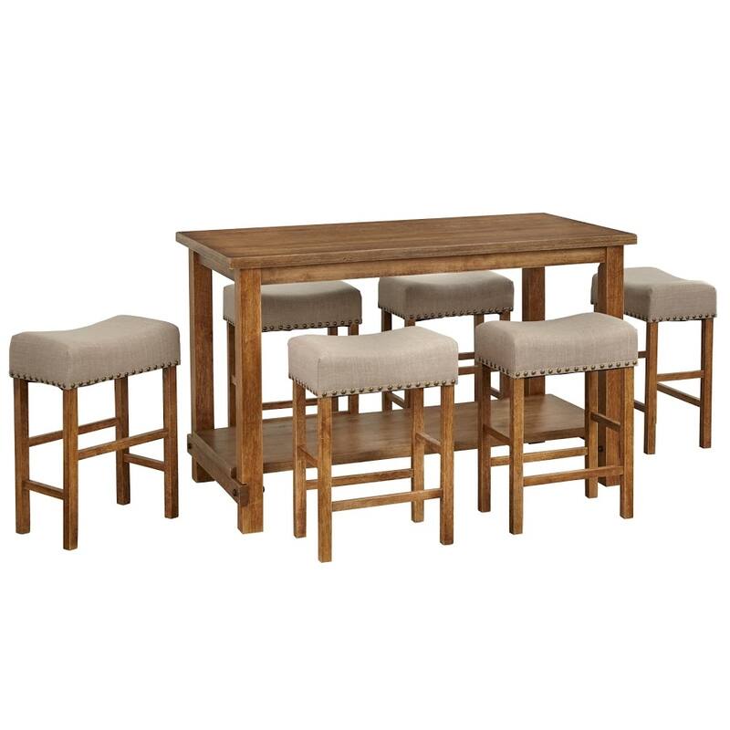 Simple Living Hathaway 7-piece Nailhead Counter Height Dining Set - 7-piece set