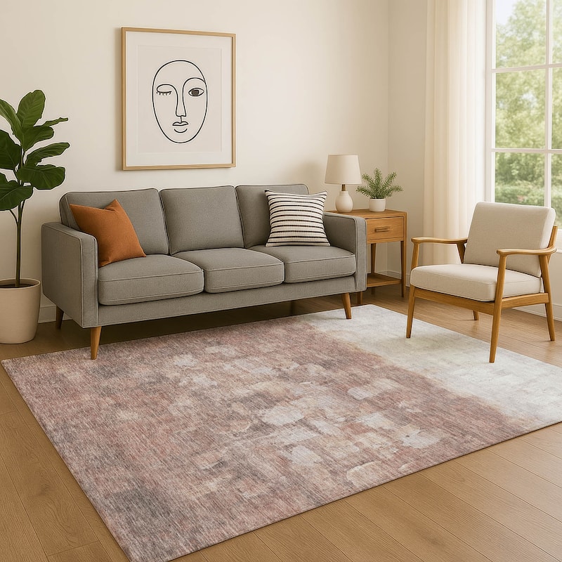 Premium Washable Super Soft Ombre Brushstrokes Mayfield Rug - Paprika - 9' x 12'