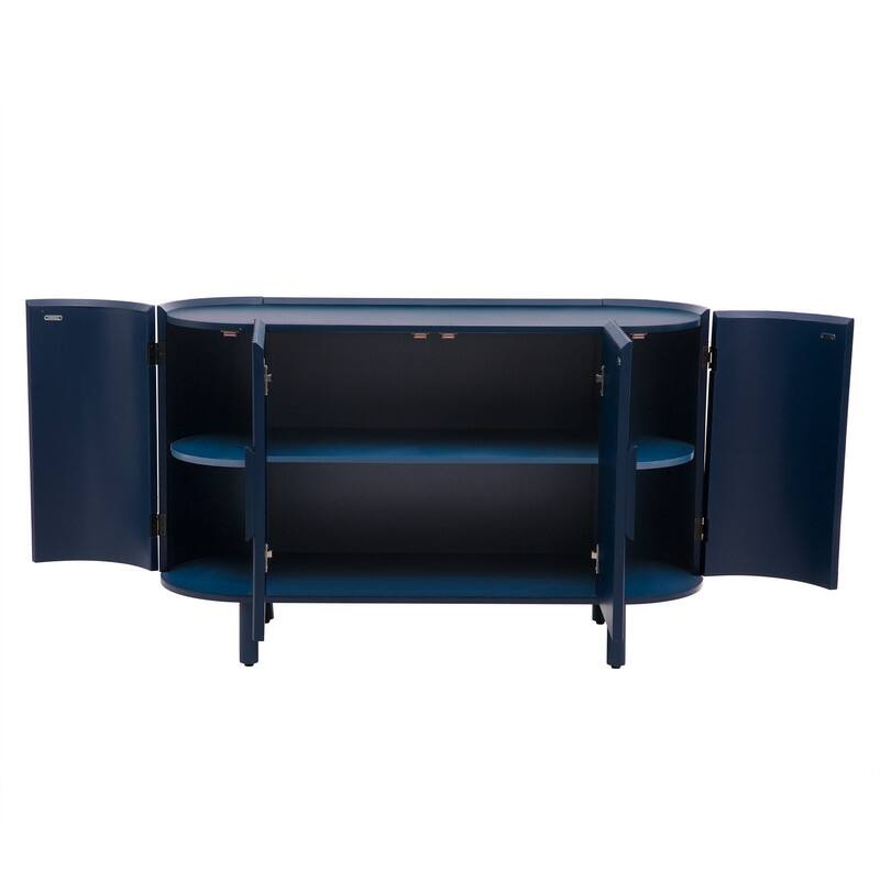 Light Luxury Sideboard with Adjustable Shelves, Curved Design Storage Buffet Cabinet for Living Room/Kitchen/Entryway/Hallway