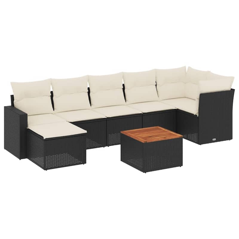 vidaXL Patio Sofa Set with Cushions Outdoor Furniture 8 Piece Poly Rattan
