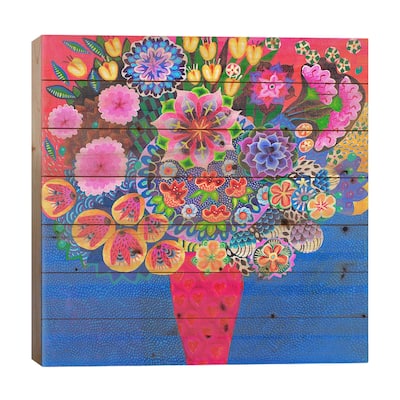 The Red Vase Print On Wood by Imogen Skelley - Multi-Color