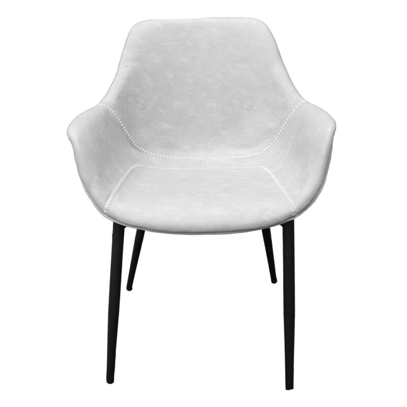 Markley Leather Dining Chair with Iron Legs Set of 4 Modern Accent Armchair