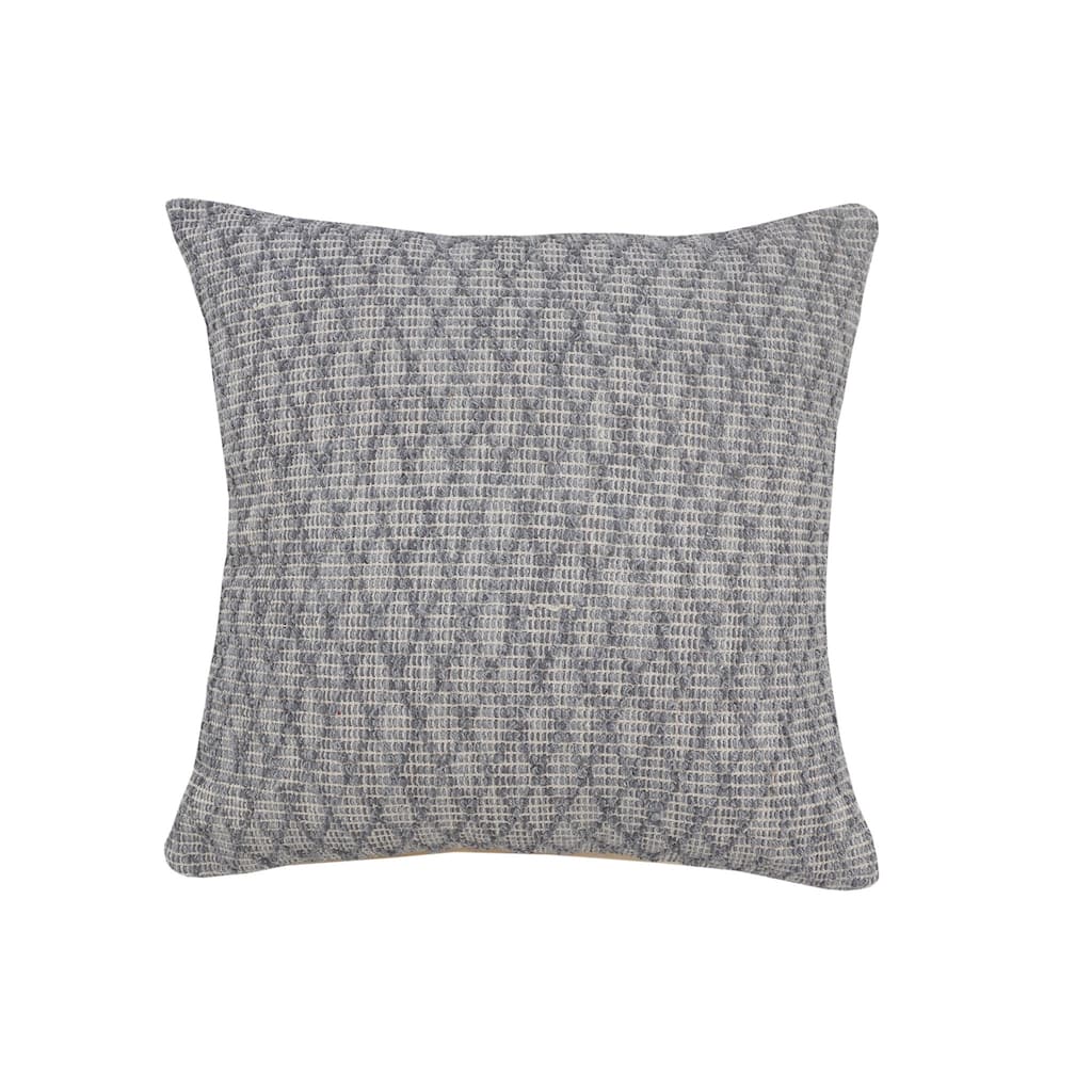 HomeRoots 20" X 20" Gray 100% Cotton Geometric Zippered Pillow