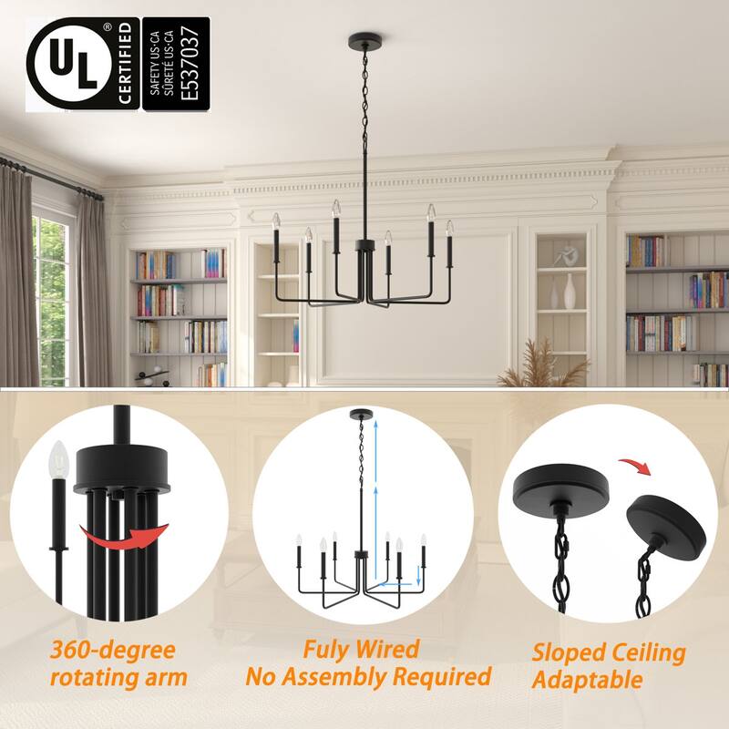 Acroma Modern Transitional 6-Light Candle Chandelier Linear Kitchen lsland