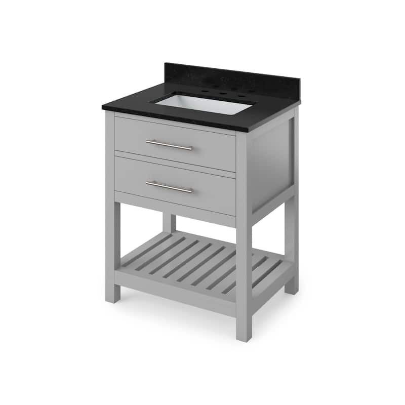Jeffrey Alexander VKITWAV30-GRANITE Wavecrest 30" Free Standing Vanity - Grey / Black - Steel Finish