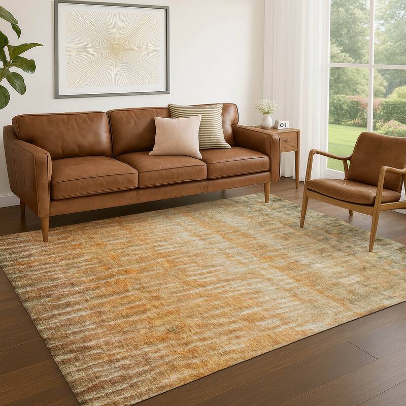 Machine Washable Indoor/ Outdoor Contemporary Ombre Chantille Rug