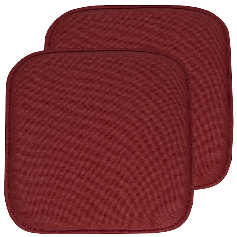 Sweet Home Collection Charlotte Jacquard Memory Foam Non Slip Back Chair Pad Cushion 16" x 16" - Set of 2 - Wine
