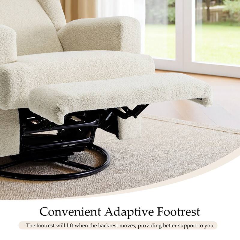 UIXE Upholstered Chenille/Boucle Swivel Glider Rocker Recliner