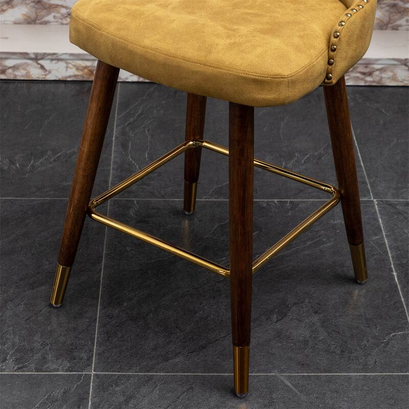 Modern Faux Leather Tufted Nailhead Trim Counter Stool Set of 2
