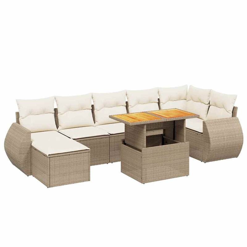 vidaXL Patio Sofa Set with Cushions Outdoor Conversation Furniture Poly Rattan - 21.7 x 24.4 x 27.2