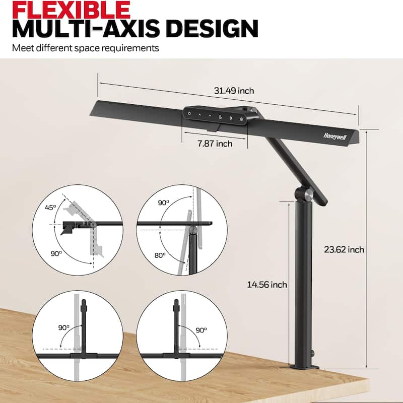 Honeywell HJ1BK Sunturalux LED Clamp Lamp 1200LM, Timer, Eye Care