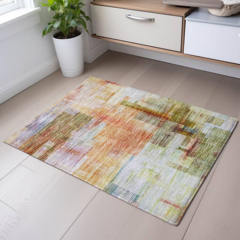 Premium Washable Super Soft Modern Abstract Mayfield Rug - Coral - 1'8" x 2'6"