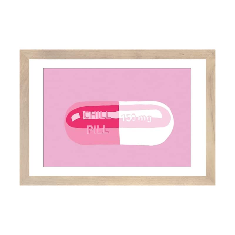 iCanvas "Chill Pill Pink" by Jaymie Metz - Natural - 16x24x1