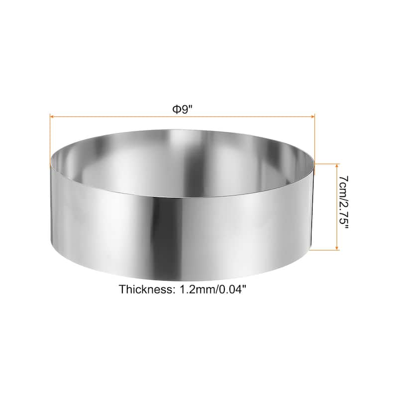 Round Cake Ring Stainless Steel Pastry Mousse Dessert Ring - 9 x 2.75 Inch