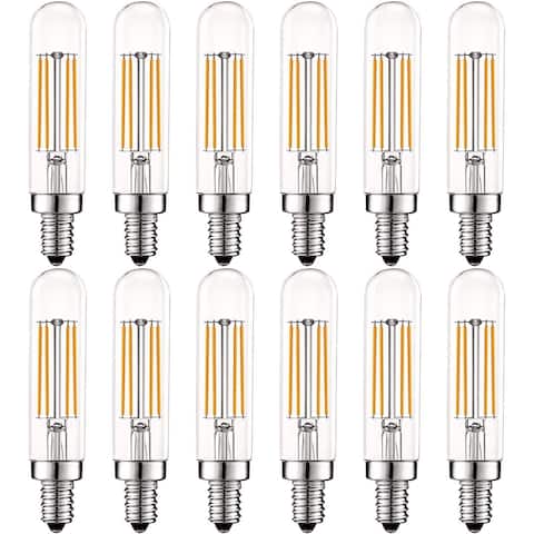 Luxrite Vintage E12 LED Bulb 60W Equivalent, T6 T6.5, 2700K Warm White, 500 Lumens, Dimmable LED Tube Bulbs (12 Pack)