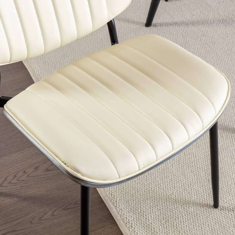 Dining Chairs Set of 2 Mid Century Modern Retro Faux Leather Chair - N/A