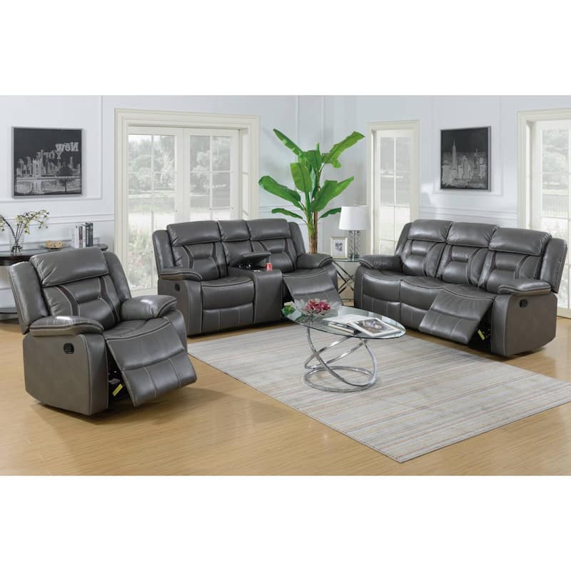 Gel Leatherette Motion Loveseat - Grey