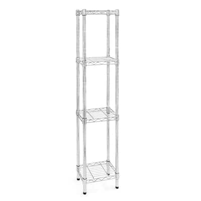 Chrome Wire Shelving with 4 Shelves - 8"d x 12"w