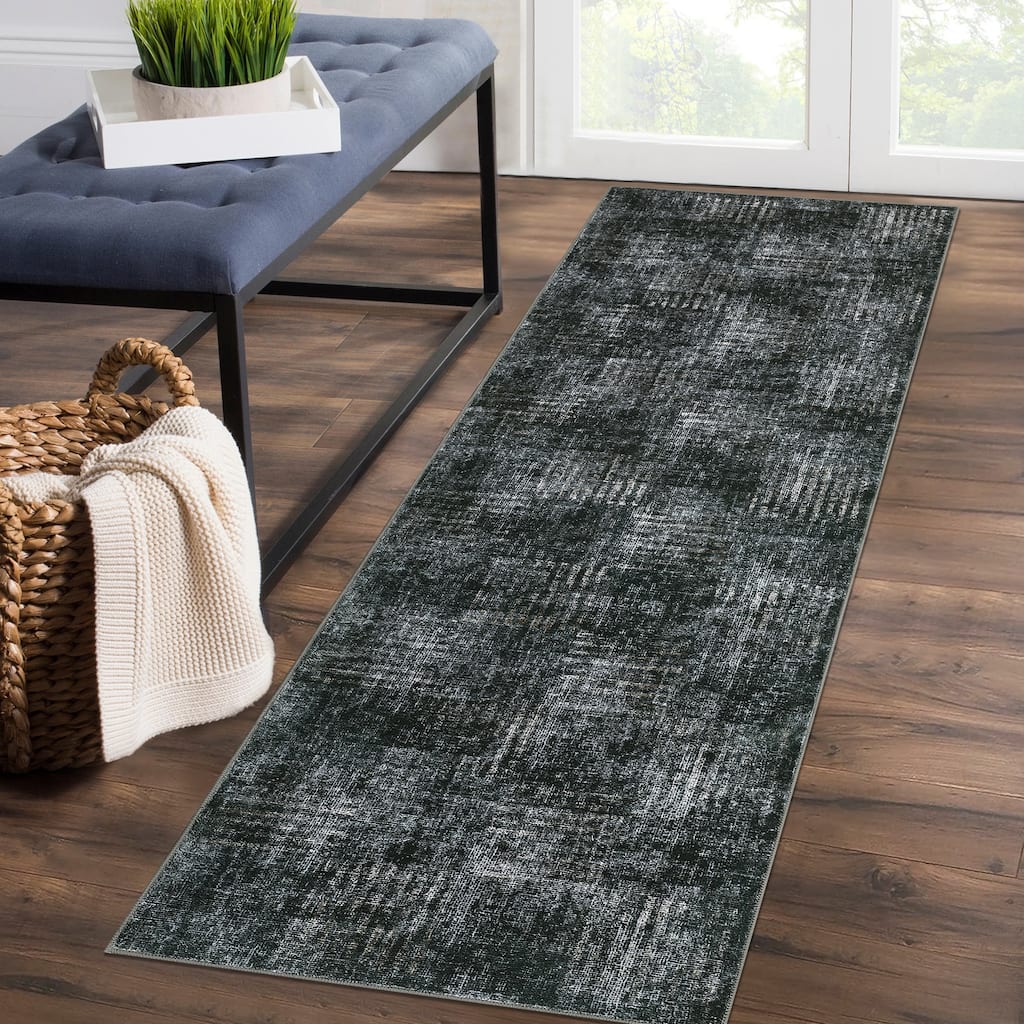 Garvee Stripe Block Soft Low Pile Foldable Area Rug