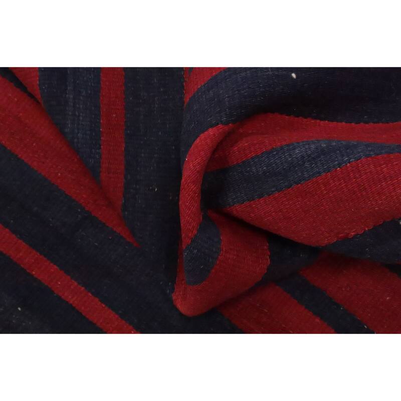 Hand Woven Oriental 100% Wool Carpet Southwestern Modern Red Kilim Area Rug - 9' 10'' X 4' 9''