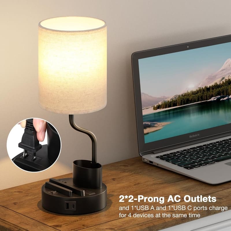 Bedside Table Lamps for Bedroom Set of 2 - Nightstand Light