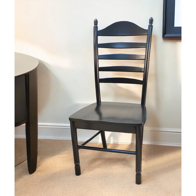 Black Solid Wood Ladder Back Side Chair with Distressed Finish and 250 lb. Capacity - 17"D x 20.25” W x 42"H