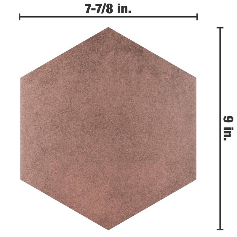 Merola Tile Matter Hex Red 7-7/8" x 9" Porcelain Floor and Wall Tile
