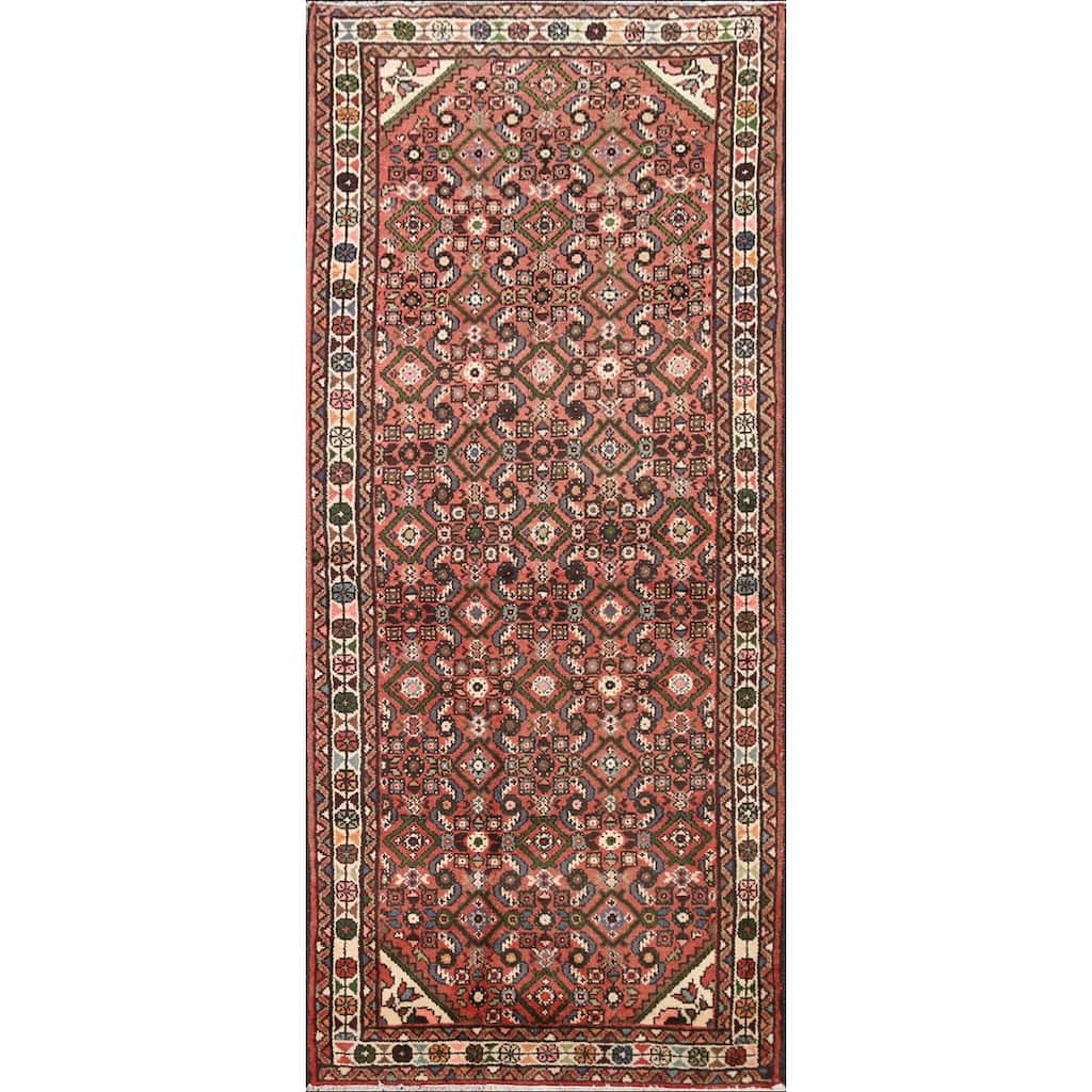 Traditional Geometric Hamedan Persian Wool Area Rug Hand-knotted - 2'9" x 6'1"