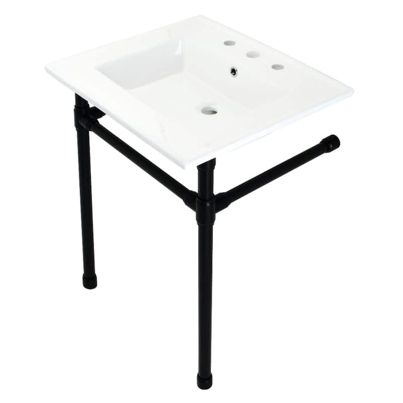 Kingston Brass Dreyfuss 25" Wide Console Sink Set - White / Matte Black