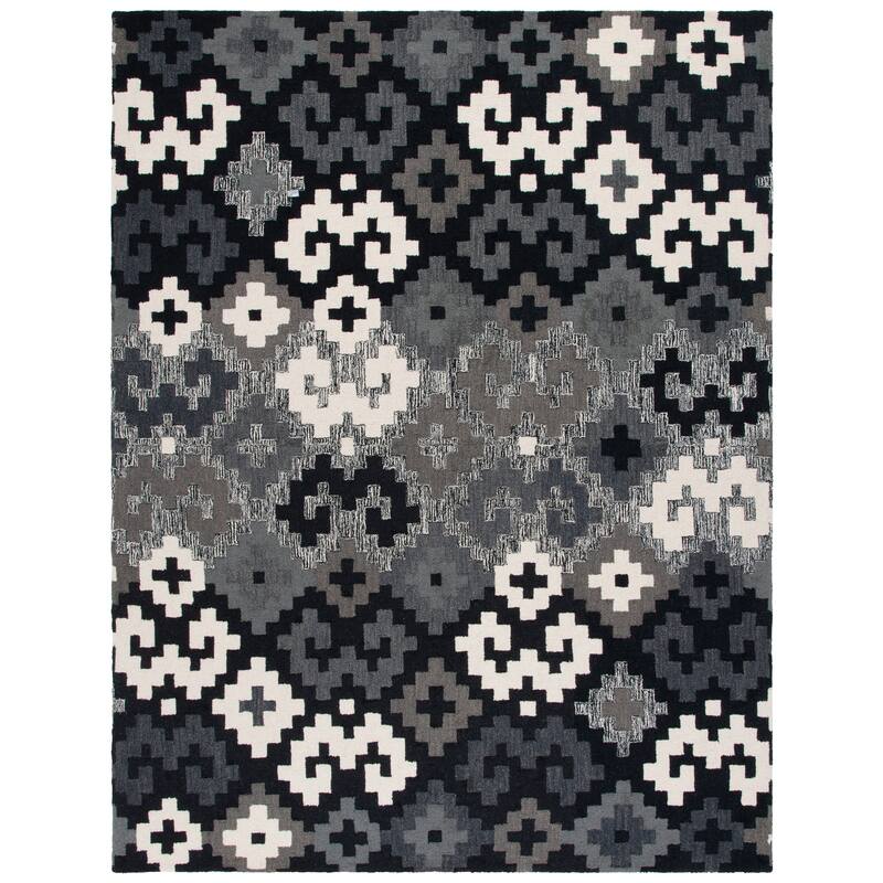 SAFAVIEH Handmade Metro Gunvor French Country Wool Rug - 8' x 10' - Black/Ivory