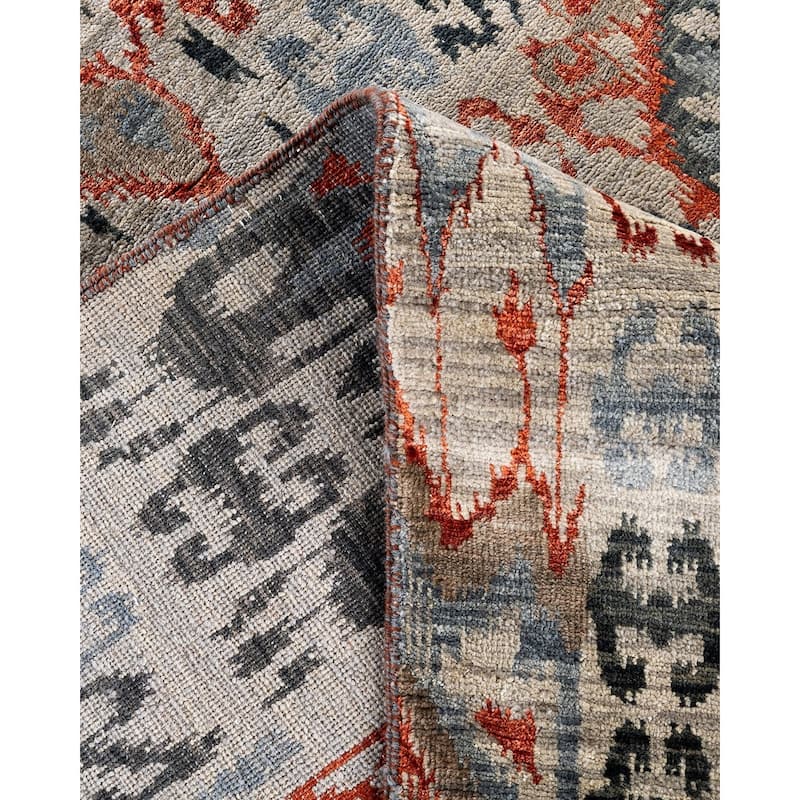 Ikat One-of-a-Kind Hand-Knotted Area Rug, Gray - 9' 0" x 11' 10"