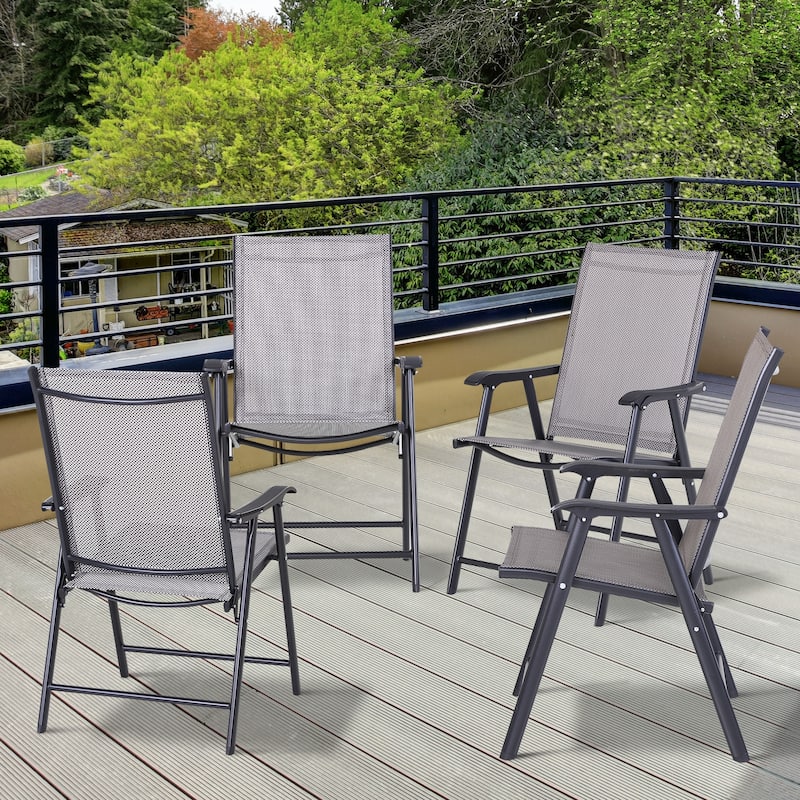 Outsunny 4-piece Folding Patio Chair Set with a Simple & Chic Design, Comfortable for the Deck, Garden, Yard & Travel