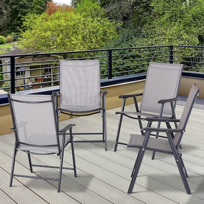 Outsunny 4-piece Folding Patio Chair Set with a Simple & Chic Design, Comfortable for the Deck, Garden, Yard & Travel