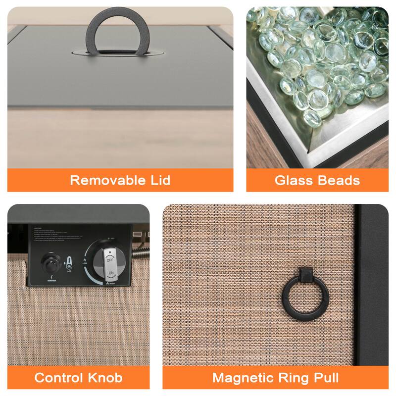 Outdoor 43 inch Fire Pit Table, 50,000 BTU Propane Fire Pit