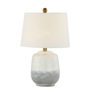 Nova 22" Table Lamps with Linen Shade, White/Gray (Set of 2)