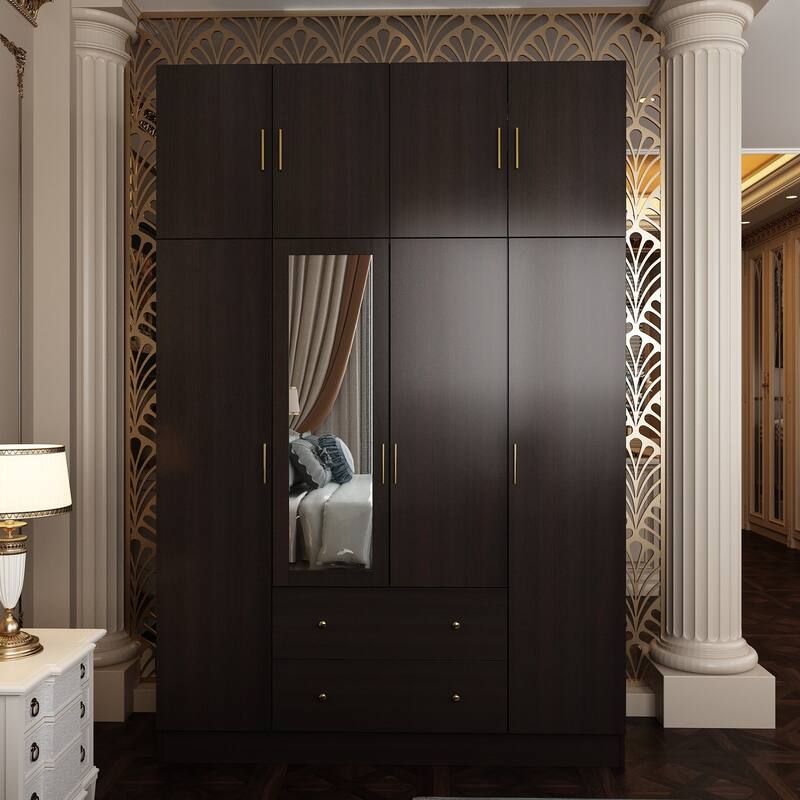 63"W Family Wardrobe/Armoire/Closet by Timechee with Mirror Doors