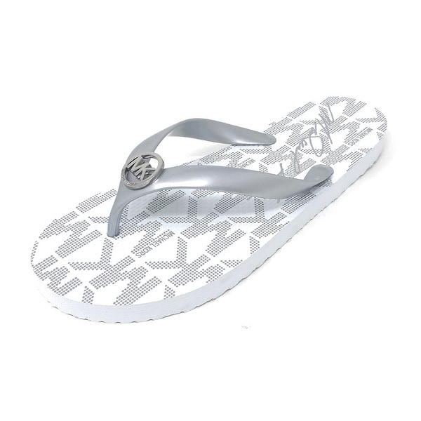 michael kors silver flip flops