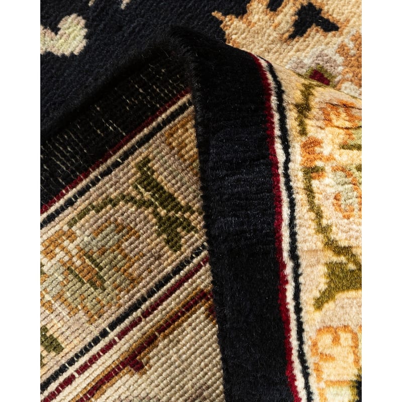 Overton Handknotted Wool Traditional Oriental Black Area Rug - 6' x 9'